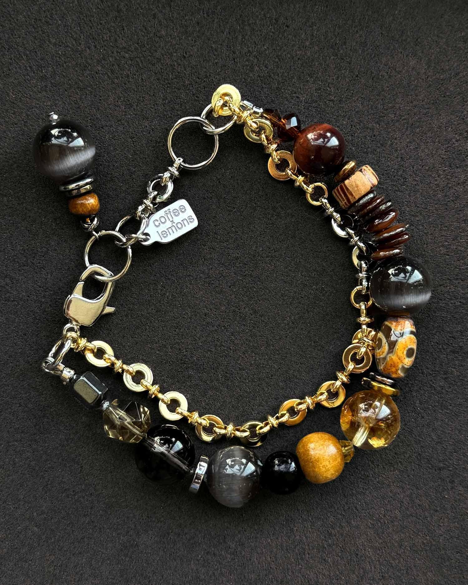 Коричневый браслет из чешского стекла, цитрина, перламутра (shop_cxl_16.jpg) Коричневый браслет из чешского стекла, цитрина, перламутра
