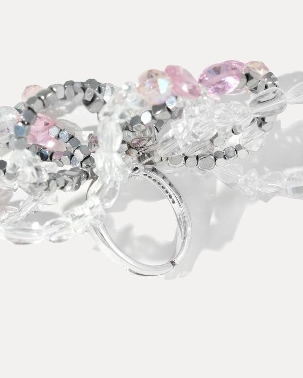 Кольцо GREYROSE с кристаллами Swarovski серого и розового цвета