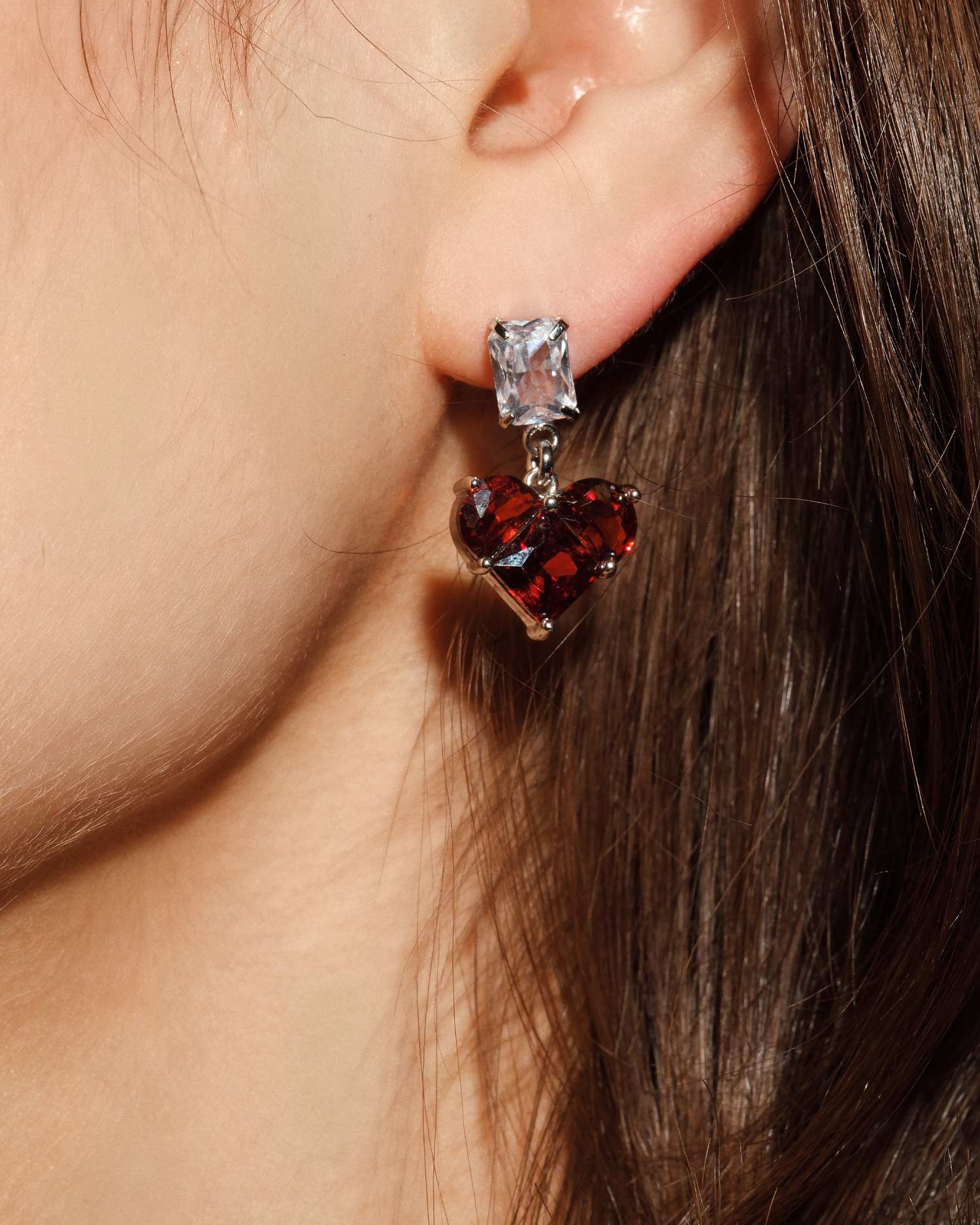 Серьги с красными сердечками из фианитов COFFEE x LEMONS