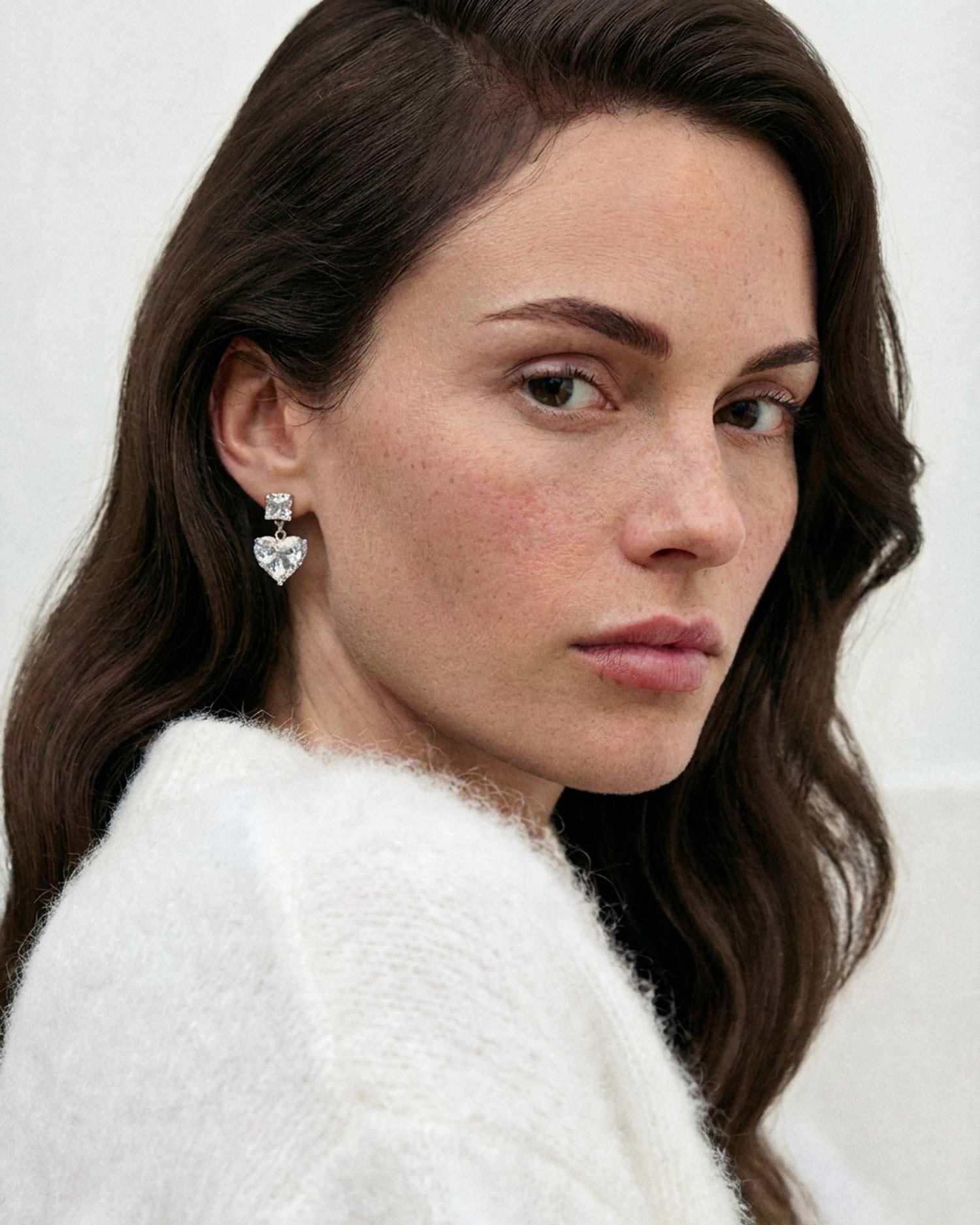 Серьги сердца из фианитов