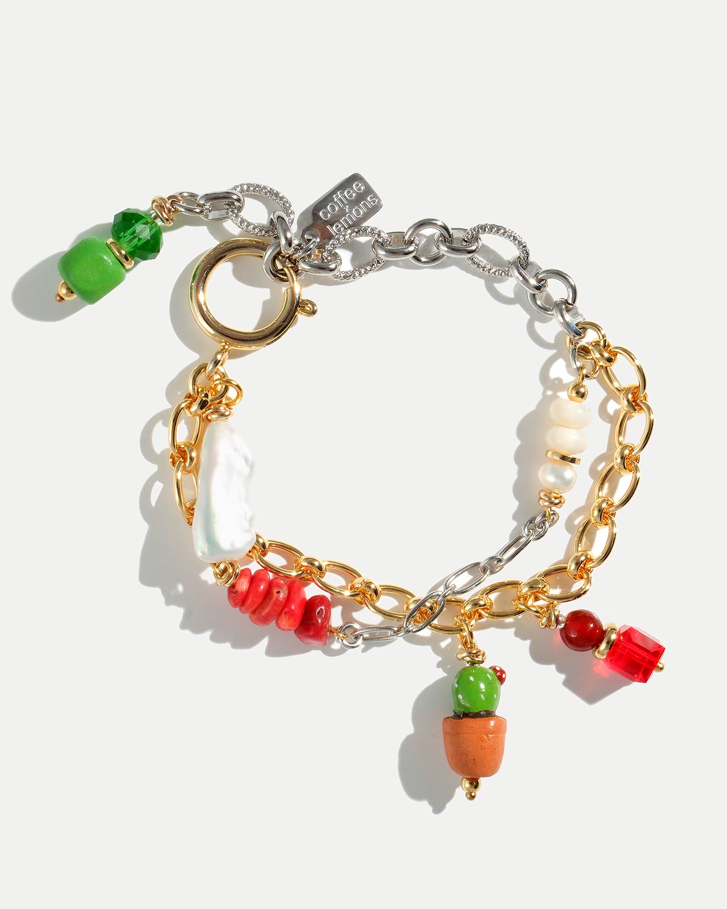 Браслет с кораллом и бусиной в виде кактуса лэмвпорк