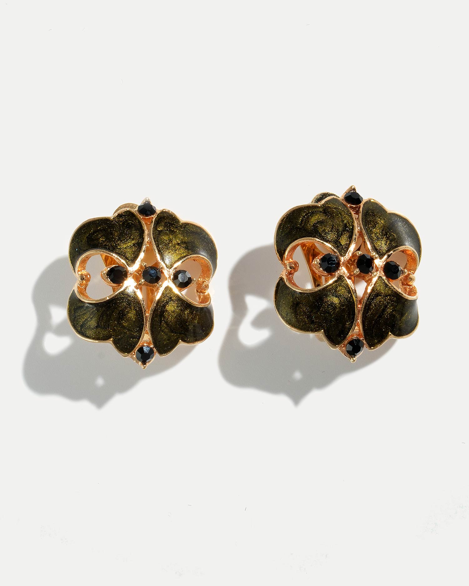 Винтажные клипсы в форме цветка с зелеными лепестками