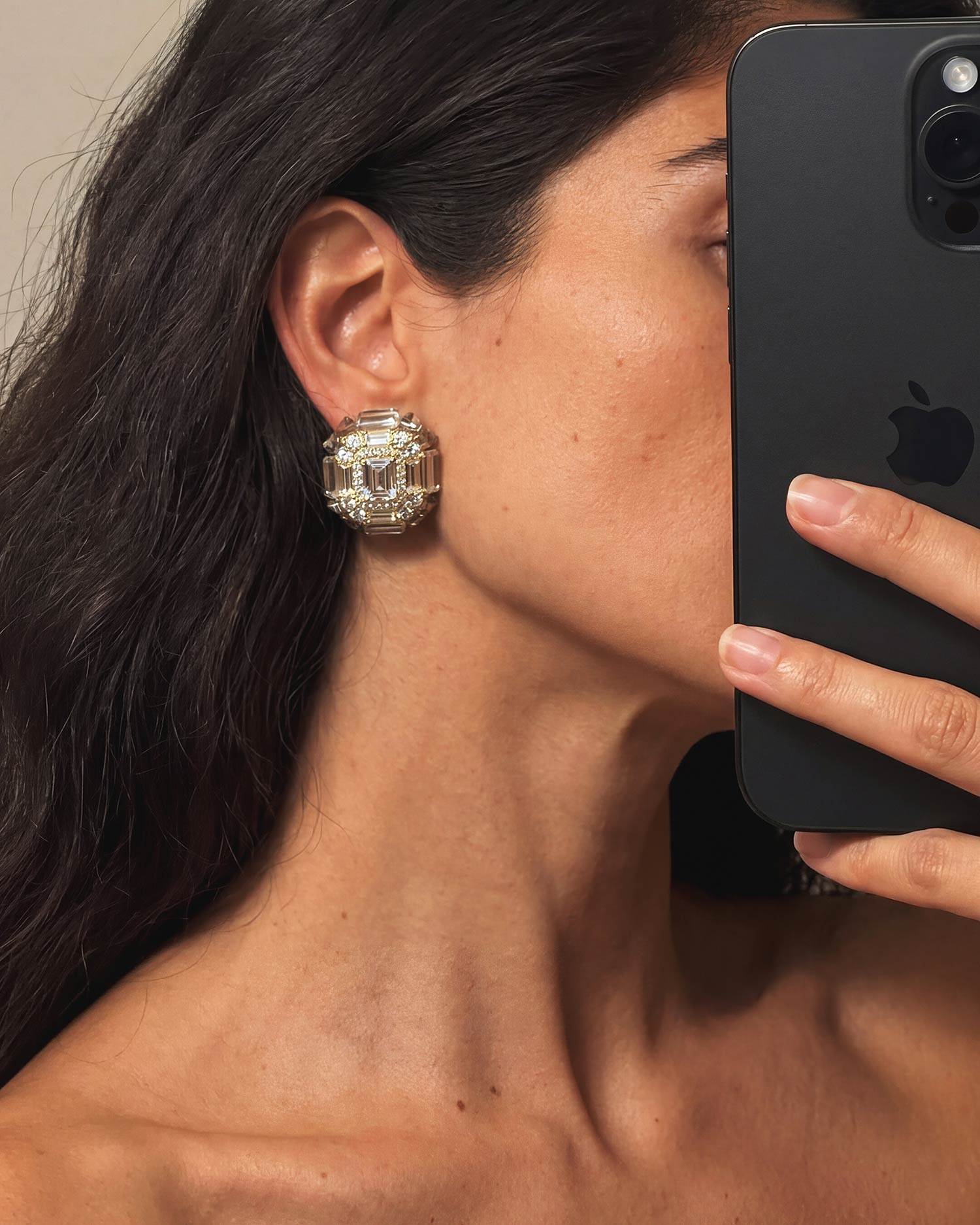 Дизайнерские серьги ручной работы из ювелирного сплава с фианиатами by COFFEE x LEMONS