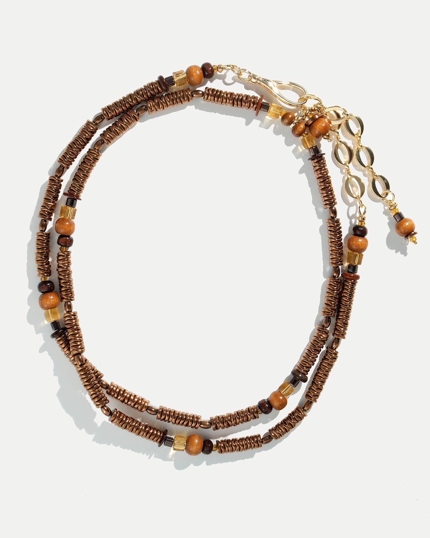 Длинное дизайнерское колье ручной работы из коричневого гематита