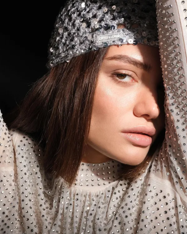 Серая шапка кроше GATSBY SILVER COFFEE x LEMONS