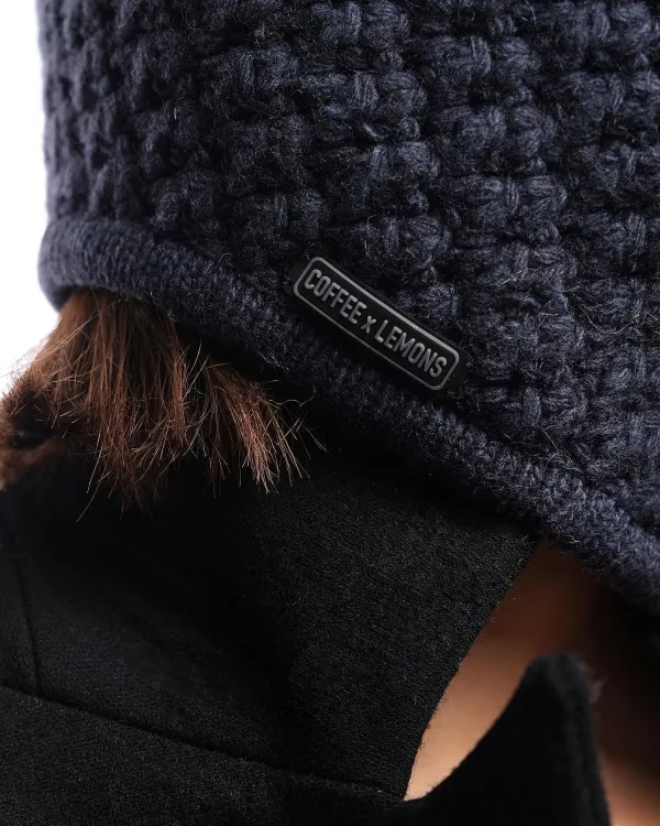 Темно-синий теплый чепчик из шерсти мериноса COURCHEVEL 60s DARK BLUE от COFFEE x LEMONS