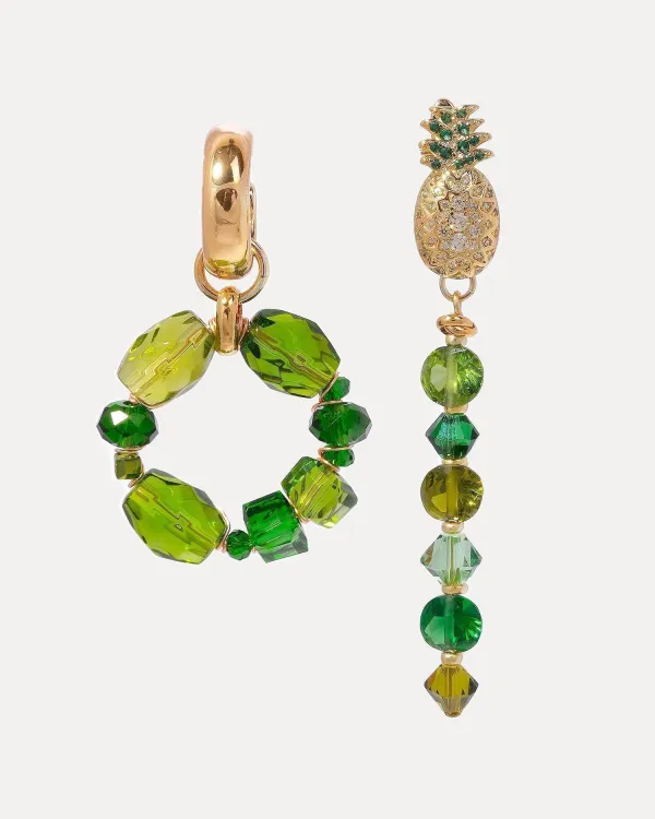 Зеленые серьги с ананасом CRYSTAL PINEAPPLE
