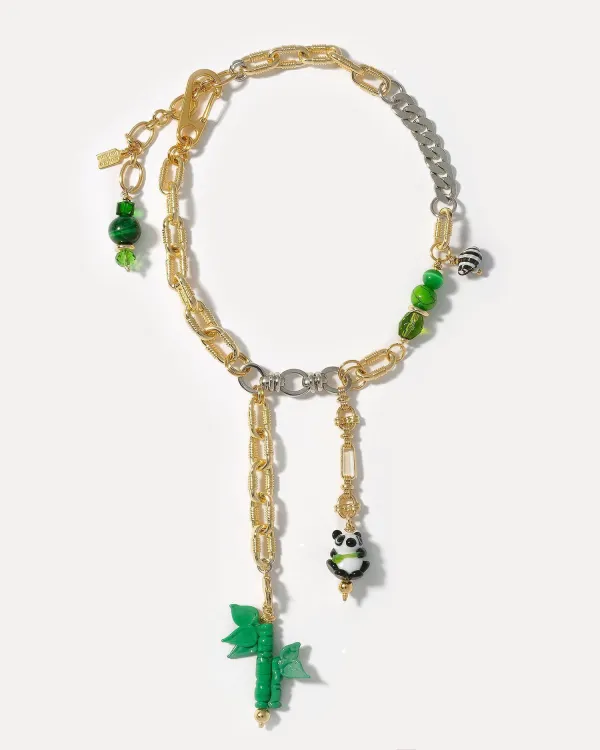 Золотое колье с пандой и бамбуком PANDA AND BAMBOO