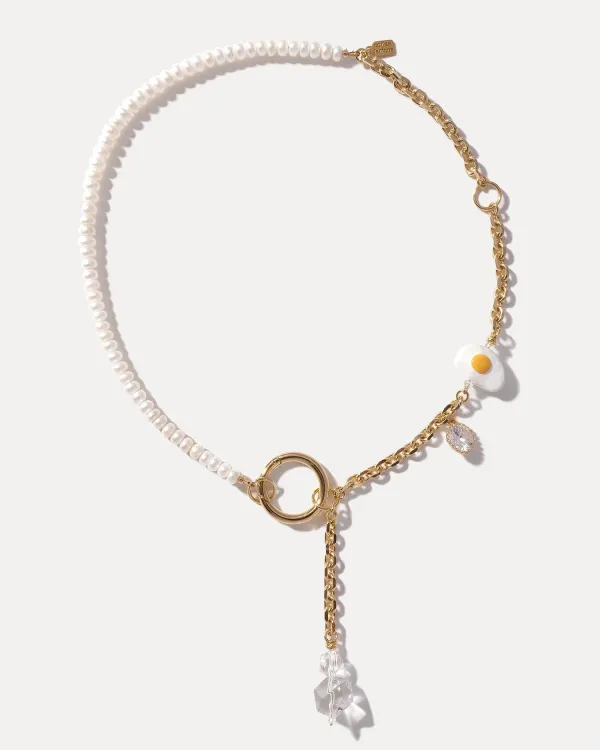 Жемчужное колье с яичницей и подвеской в виде яичницы PEARLS AND EGG