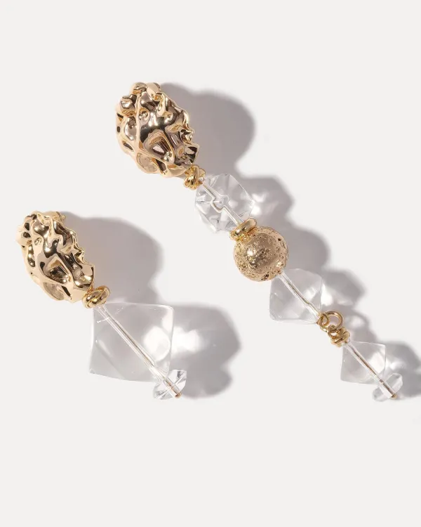 Золотые крупыне серьги COFFEEXLEMONS CRYSTAL GOLD