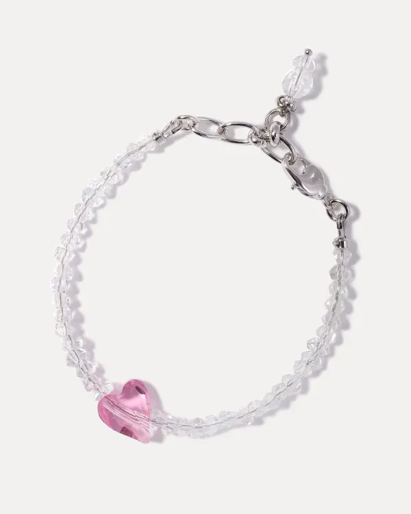 Браслет с розовым сердечком из кристаллом Swarovski от бренда COFFEE x LEMONS