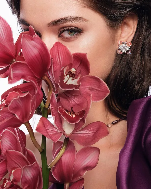 Серьги с розовыми бусинами из чешского стекла и фианитами BON BON PINK