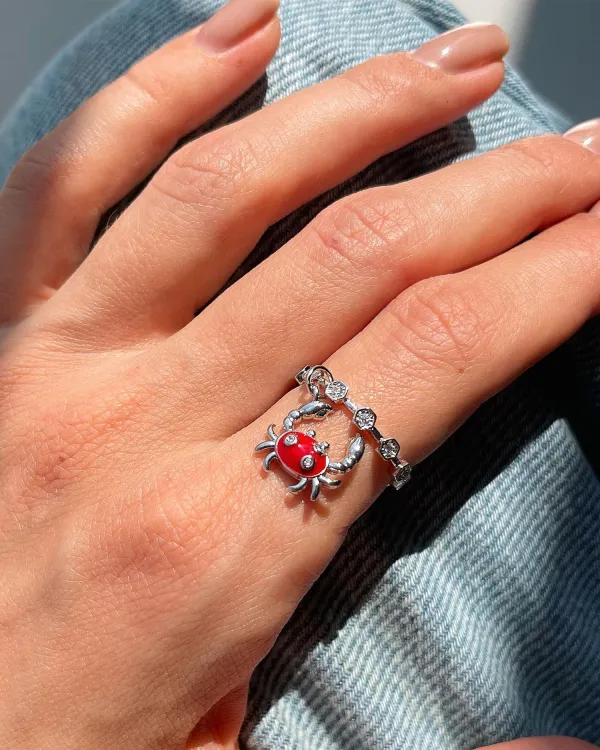 Серебряное кольцо с крабом