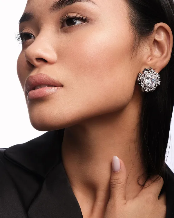 Круглые серьги с кристаллами Swarovski 