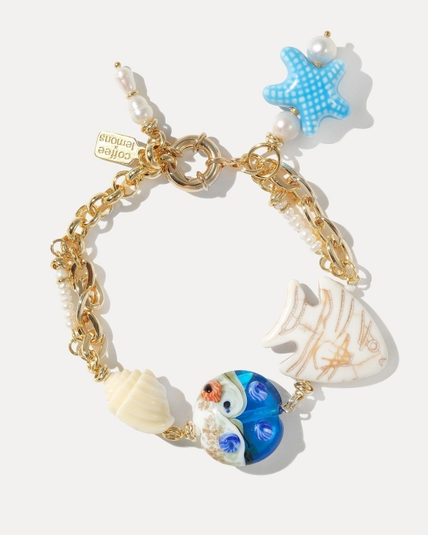 Золотой браслет с морскими бусинами by coffeexlemons