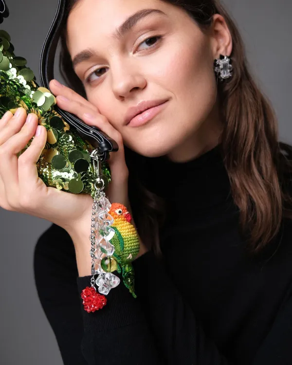 Брелок с птицей на сумку LOVEBIRD SILVER