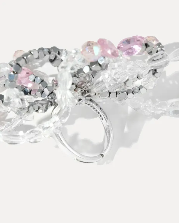 Кольцо GREYROSE с кристаллами Swarovski серого и розового цвета