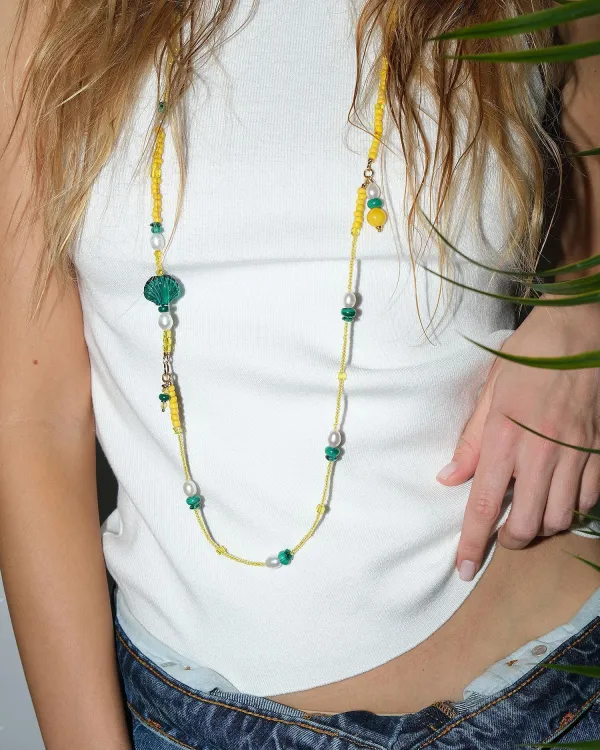 Колье из бисера с малахитом CORN MALACHITE от COFFEE x LEMONS
