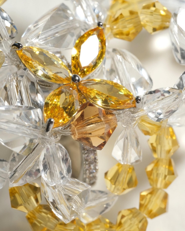 Кольцо из желтых и белых кристаллов Swarovski GLASS BLOSSOM COFFEE x LEMONS