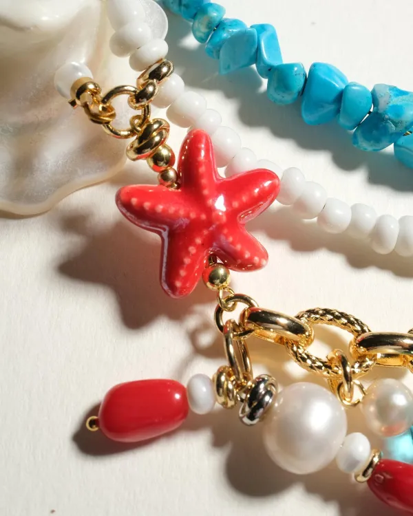 Колье CORAL REEF в морском стиле с кораллом