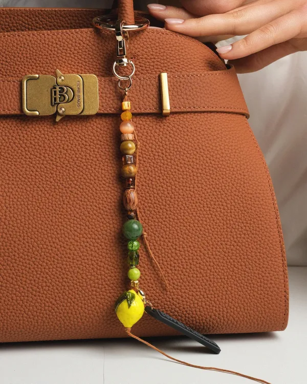 Брелок на сумку с лимоном из бусин ручной работы CAPRI KEYCHAIN GOLD