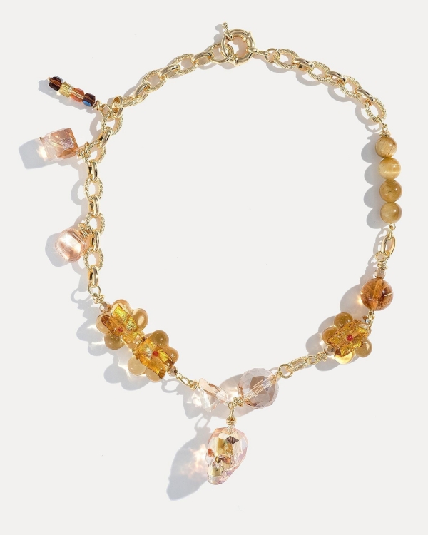 Колье с золотым черепом и кристаллами Swarovski на Хэллоуин вечеринку от COFFEE x LEMONS