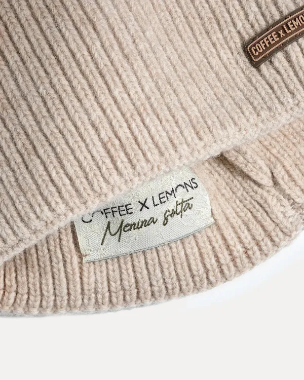 Бежевая плотная шапка из шерсти мериноса Бини от COFFEE x LEMONS