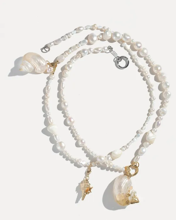 Колье с жемчугом и натуральными ракушками от COFFEE x LEMONS PEARLS AND SHELLS