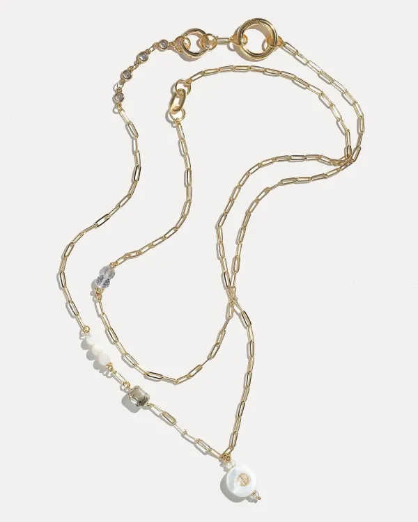 Длинное золотое колье c перламутром COFFEE x LEMONS