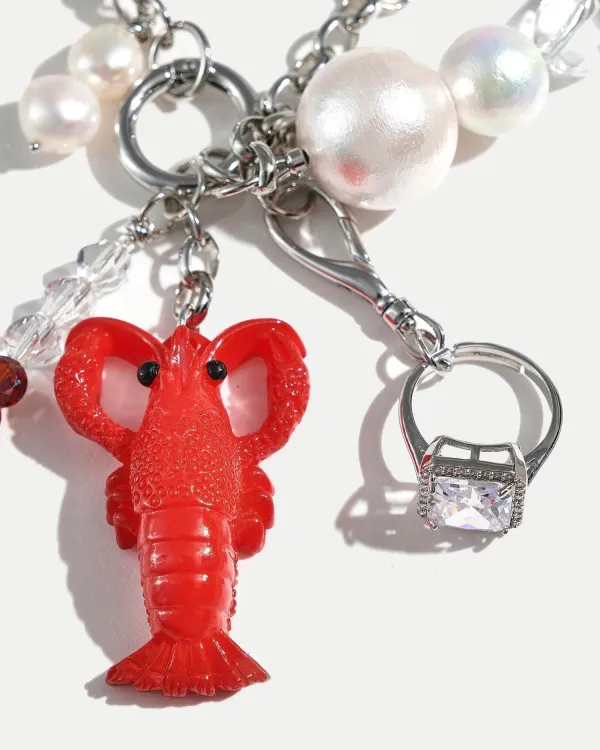 Колье ручной работы с хрусталем и керамической фигуркой лобстером CRYSTAL LOBSTER от бренда COFFEE x LEMONS