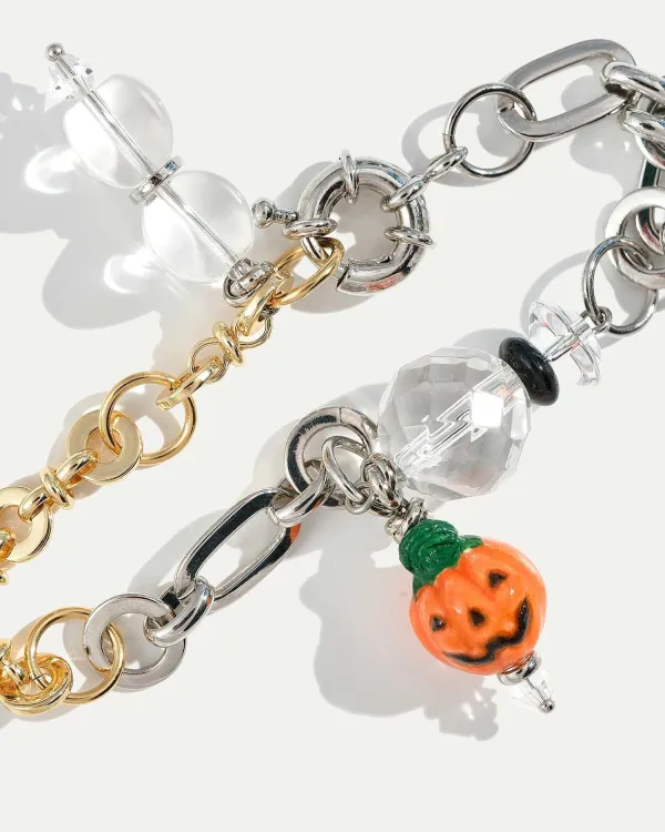 Браслет в стиле Halloween с бусиной в виде тыквы от бренда COFFEE x LEMONS