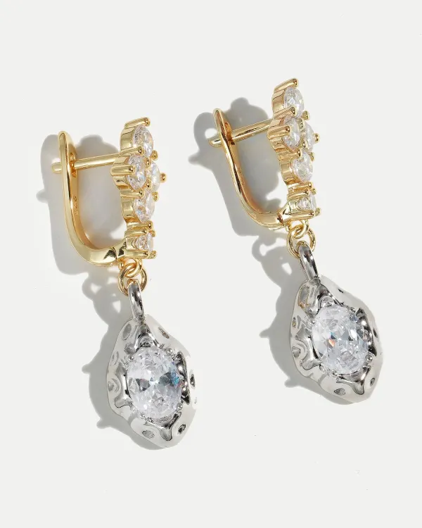 Серьги SHINE с английским замком, позолота 18K и родирование, подвесные серьги с фианитами крупным планом