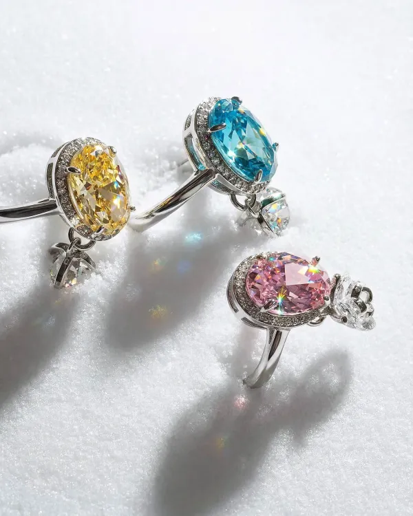 Кольцо BON SHINE с овальным камнем, модель BLUE голубого цвета и другие оттенки коллекции COFFEE x LEMONS