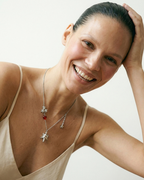 Колье с ангелочком и сердцем