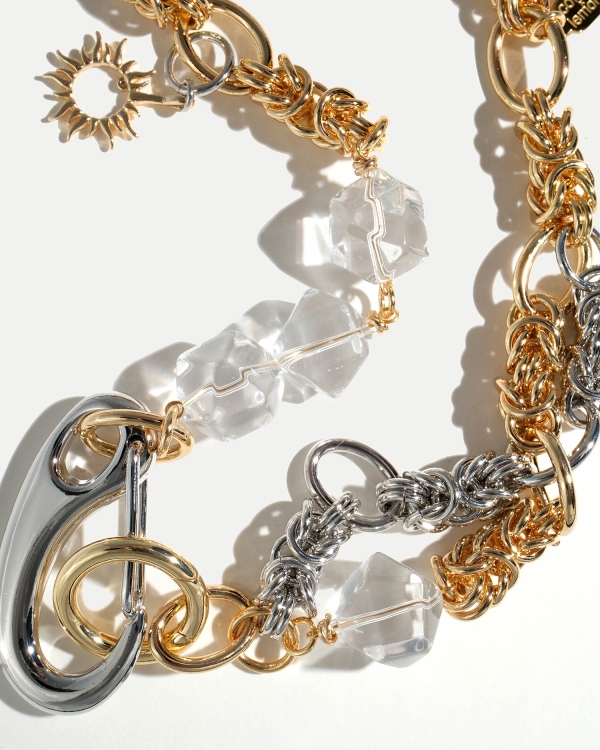 Колье из золота и серебра с подвеской в виде солнца от COFFEE x LEMONS