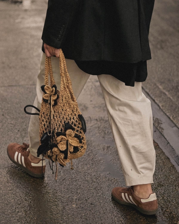 Авоська с цветами вязаная