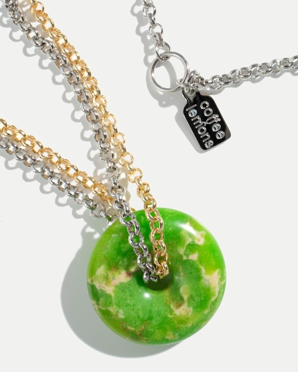 Колье с подвеской диск из варисцита