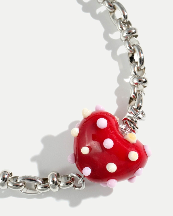 Дизайнерский браслет на цепи с сердечком