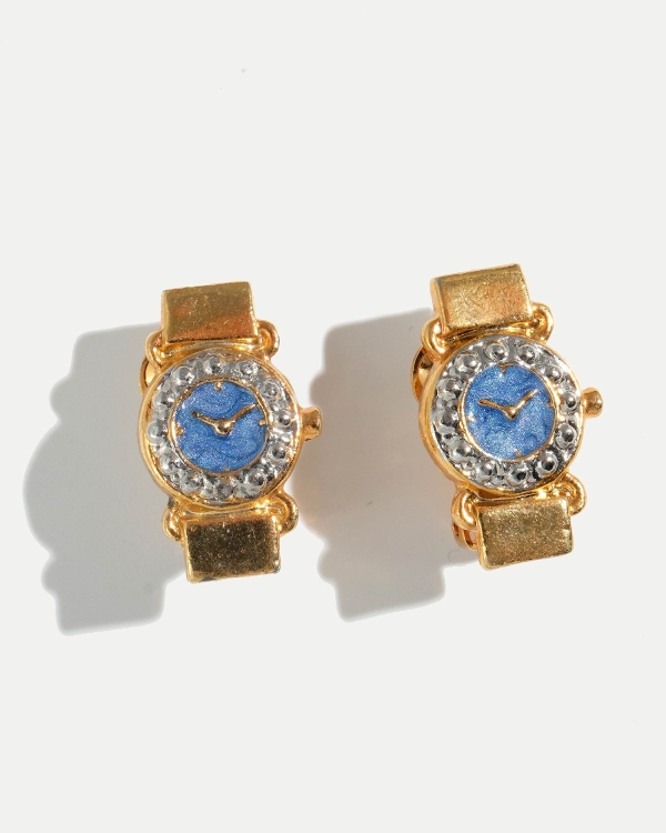 Винтажные клипсы в виде часов