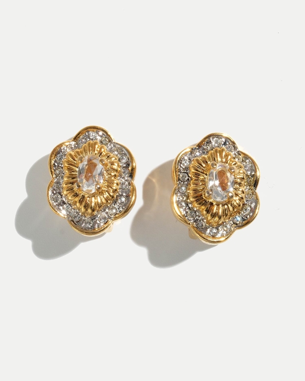 Винтажные клипсы золотые в виде цветка