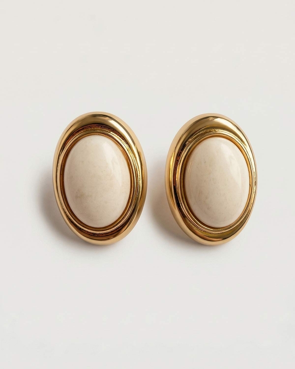 Серьги 80-х годов с молочными кабошонами