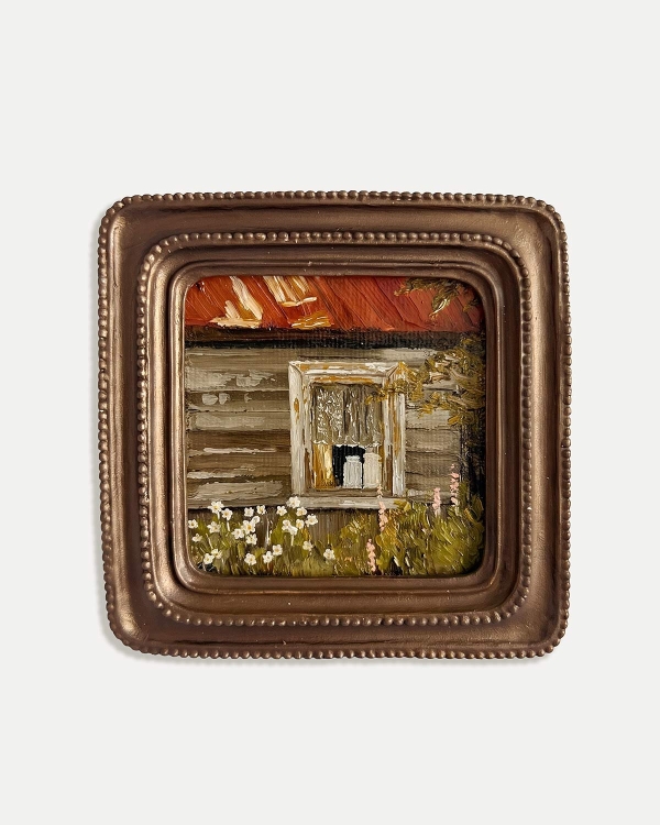 Картина маслом летний деревенский дом