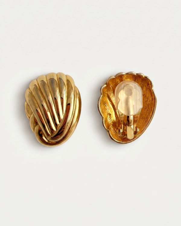 Золотые клипсы винтажные в форме ракушек