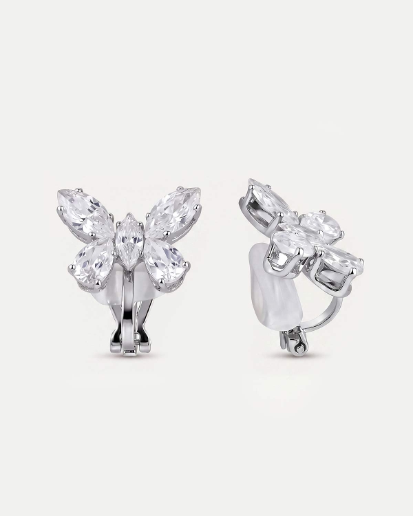 Клипсы с фианитами в форме бабочки