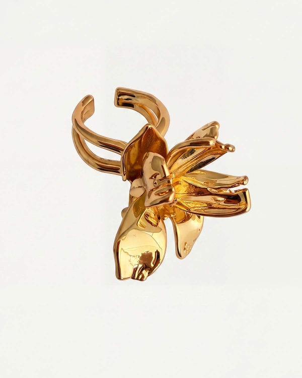 Золотое кольцо в форме цветка Ирис