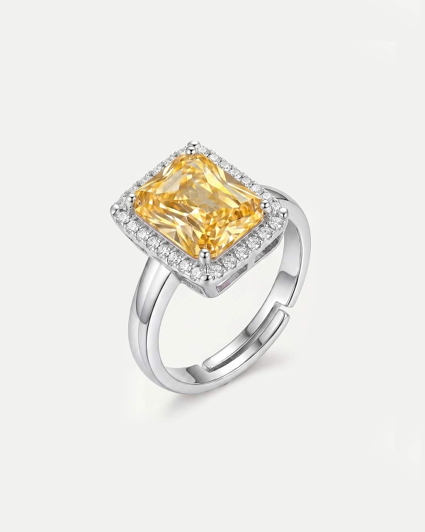 Серебряное кольцо с большим желтым фианитом COFFEE x LEMONS