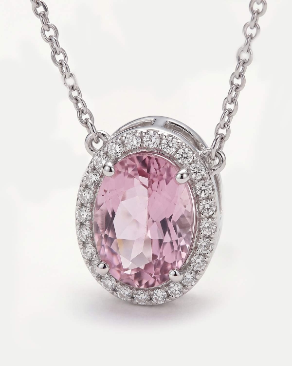 Подвеска большой розовый фианит на колье COFFEE x LEMONS