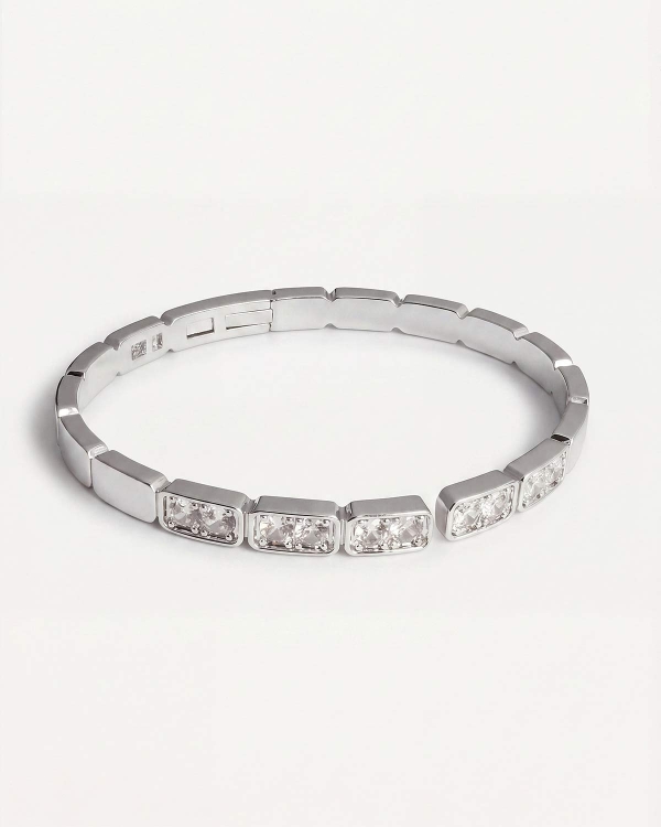 Серебристый браслет с прямоугольными фианитами