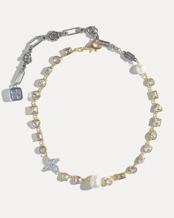 Колье в стиле Swarovski с прозрачными фианитами Кофе Лемонс